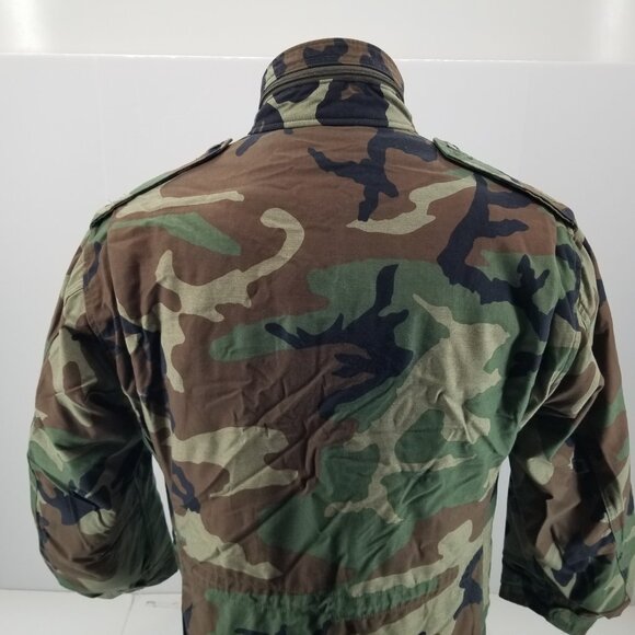 VTG US Army M65 Jacket Mens Woodland Camo Cold Weather Field Liner Coat Sz M - Picture 4 of 12